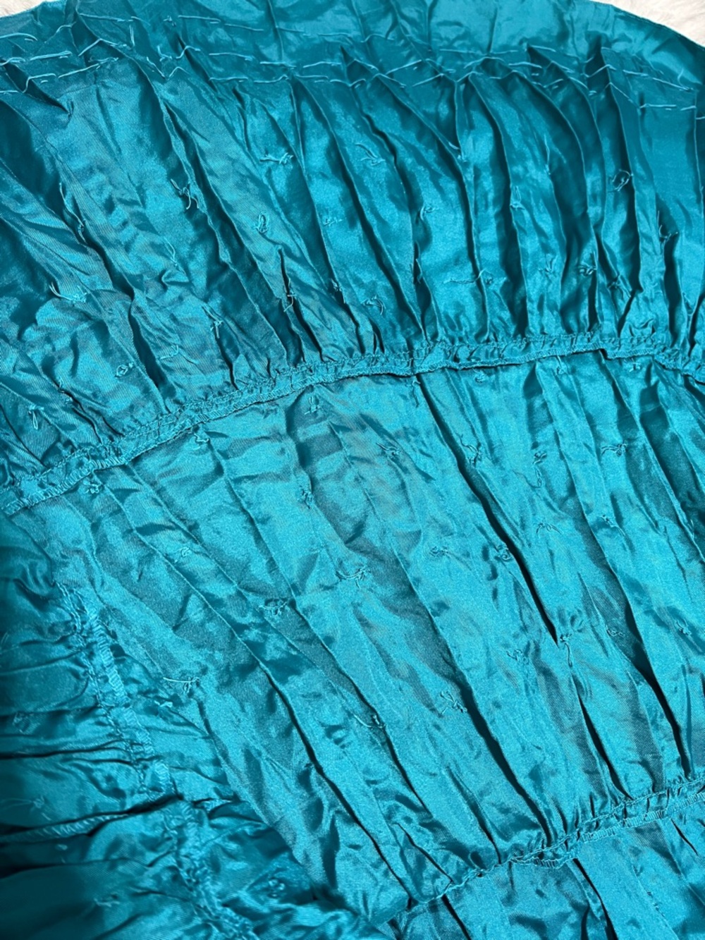 VINTAGE Y2K Avenue Of The Stars Teal Satin Embellished Midi Skirt Whimsigoth MED - Picture 12 of 12